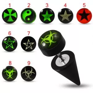 UV & Surgical Steel Symbols Logo Fake Ear Plug