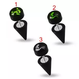 UV Acrylic Dirty logo Top with Surgical Steel Rod and UV Cone Fake Ear Plug