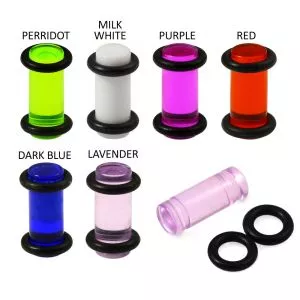 Grooved Cylindrical UV Acrylic Ear Plug with O-Rings