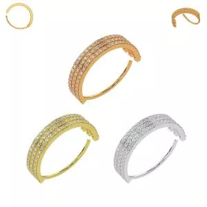 Triple Line CZ Jeweled 316L Surgical Steel Bendable Flexy Cartilage Ear Piercing