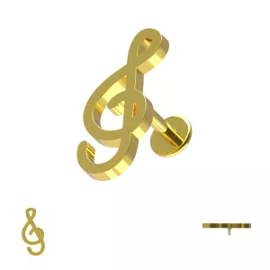 316L Surgical Steel Treble Clef Internally Threaded Tragus Helix Cartilage Piercing