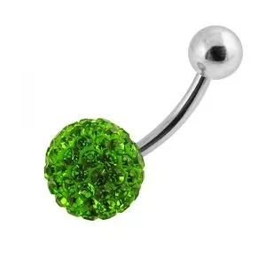Single Green Color Crystal Stone Belly Body Jewelry Ring FDBLY039