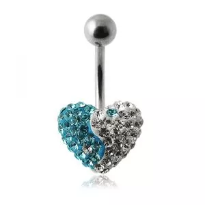 12MM Crystal Stone Heart Ying Yang Belly Ring