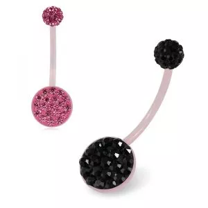 10mm Pink Base BioFlex with Crystal Ferido Top Ball pregnancy Belly Ring