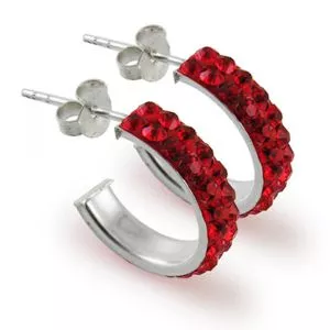925 Sterling Silver Red Crystal Ear Stud Earring