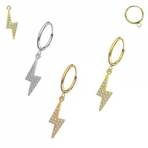 316L Surgical Steel Segment Hoop Ear Ring With Dangling Flash