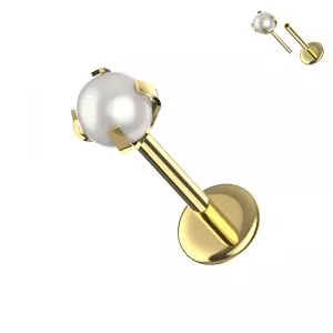 316L Surgical Steel Pearl Top Threadless Pin Tragus Top With Labret