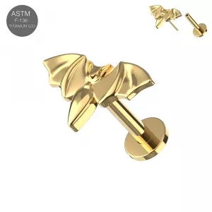 G23 Titanium Bat Design Threadless Pin Tragus Top with Labret