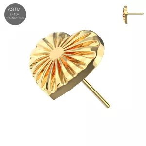 G23 Titanium Stripe Heart Threadless Pin Top