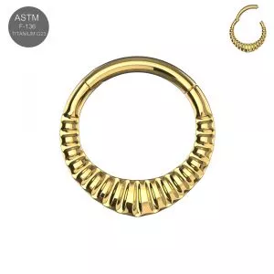 G23 Titanium Carved Teardrop Hinged Segment Clicker Ring