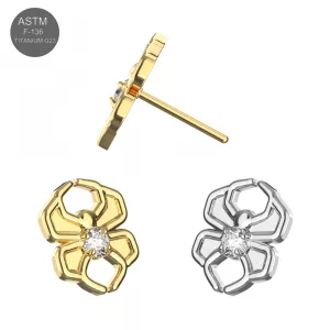 G23 Titanium CZ Jeweled Spider Threadless Pin Top