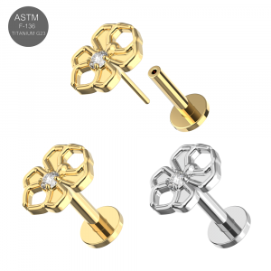 G23 Titanium CZ Jeweled Spider Threadless Pin Tragus Top with Labret