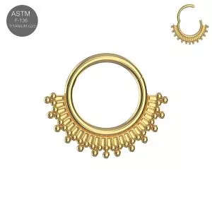 G23 Titanium Tribal Sunburst Hinged Segment Clicker Ring