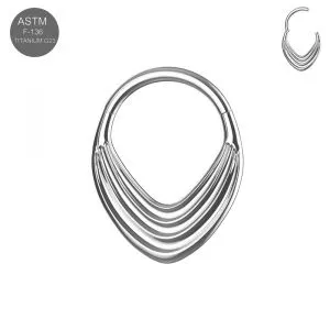 G23 Titanium Layered Teardrop Hinged Segment Clicker Ring