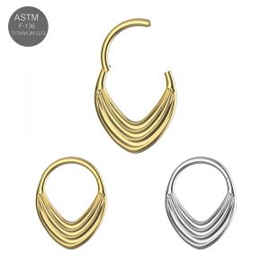 G23 Titanium Layered Teardrop Hinged Segment Clicker Ring