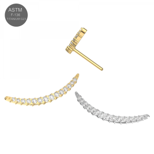 G23 Titanium Multi Stone Jeweled Curved Threadless Pin Top