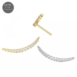 G23 Titanium Multi Stone Jeweled Curved Threadless Pin Top