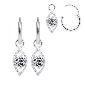 925 Sterling Silver Fancy Jeweled Huggie Earrings