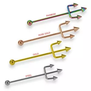 316L Surgical Steel Trident Ear Industrial Piercing Barbell