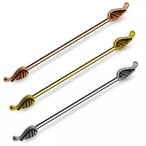 Surgical Steel Industrial Barbell Earring With Wings
