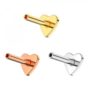 925 Sterling Silver 16 Gauge Heart Base Design Push Fit Labret - Accessories