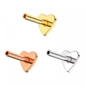 925 Sterling Silver 16 Gauge Heart Base Design Push Fit Labret - Accessories