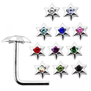 925 Silver Jeweled L-Bend Nose stud