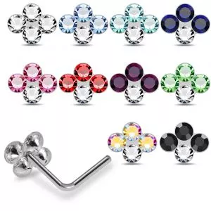 925 Silver Jeweled Crown L-Bend Nose stud