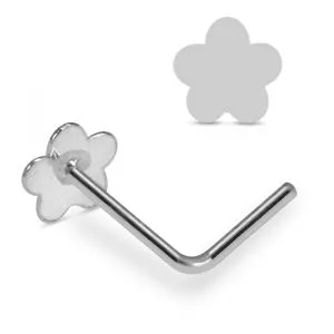 925 Silver Flat Flower L-Bend Nose stud