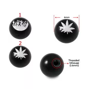 Marijuana and flame painted Logos with Black UV Ball