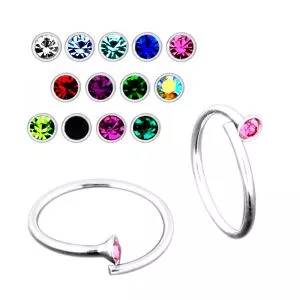 925 Sterling Silver Jeweled Flexible Nose and Ear Tragus Ring