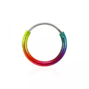 925 Sterling Silver Multi Color Enamel Coated Hinged Segment Nose Ring