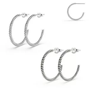 925 Sterling Silver C Shaped Twisted Ear Stud