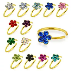 925 Sterling Silver Seamless Continuous Nose Hoop Ring with Flower