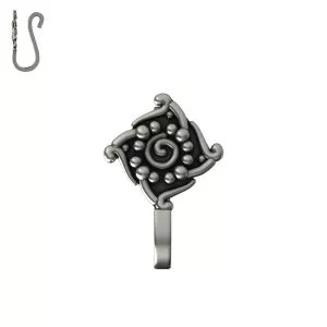 Oxidized Silver Flower Design Fake Non Piercing Nose Cuff