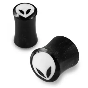 Double Flared Alien Inlay Organic Horn Saddle Ear Plug