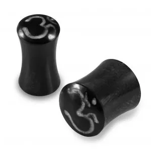 Double Flared Ohm Inlay Organic Horn Saddle Ear Plug