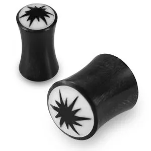 Double Flared Celestial Star Inlay Organic Horn Saddle Ear Plug
