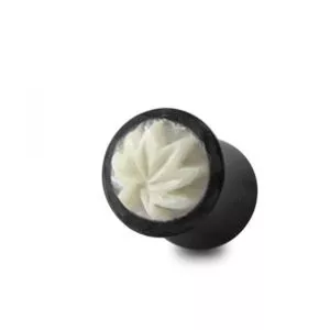 Double Flared Bone Leaf Carving Organic Horn Saddle Ear Plug