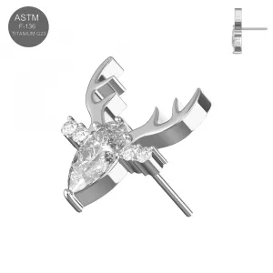 G23 Titanium Clear Jeweled Deer Threadless Pin Top