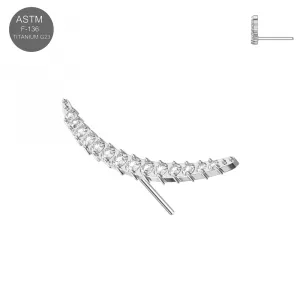 G23 Titanium Multi Stone Jeweled Curved Threadless Pin Top