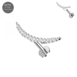 G23 Titanium Multi Stone Jeweled Curved Threadless Pin Tragus Top with Labret