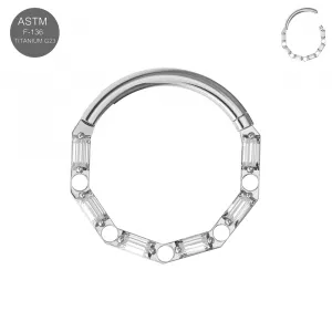 G23 Titanium Baguette Hinged Segment Clicker Ring