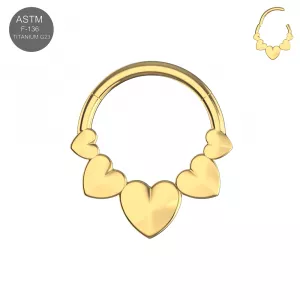 G23 grade Titanium Polyhedra Hearts Hinged Segment Clicker Ring