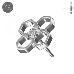 Implant Grade Titanium Geometric Flower CZ Threadless Pin Top