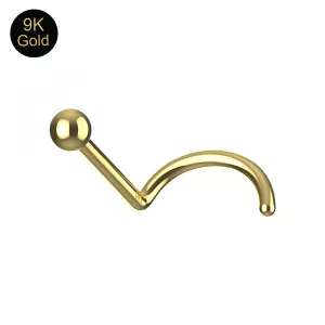 9K Solid Yellow Gold 2mm top ball Nose Screw