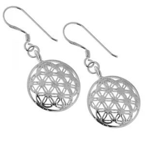 925 Sterling Silver Flower of Life Ear Ring