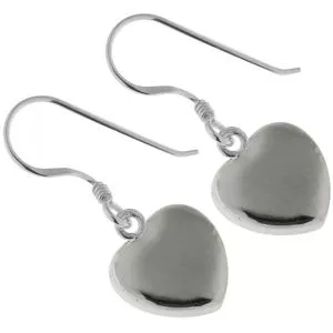 925 Sterling Silver Jeweled Plain Heart Hook Earring