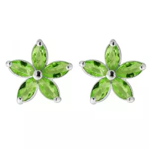 925 Sterling Silver Jeweled Fancy Flower Filigree Ear Ring