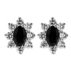 Filigree Flower Jeweled 925 Sterling Silver Ear Stud Ear Ring